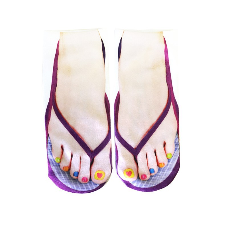 Women's Fashion Personality Flip-flops Nail Printing Socks
