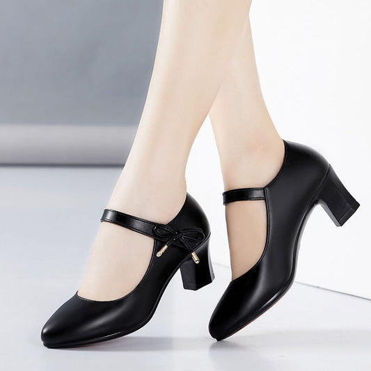 Comfortable Women's Mid-heel Buckle Mother Shoes