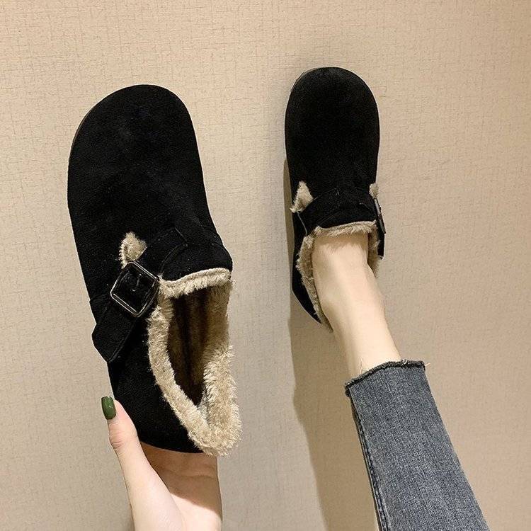 Color Soft Fur And Velvet Cotton Shoes