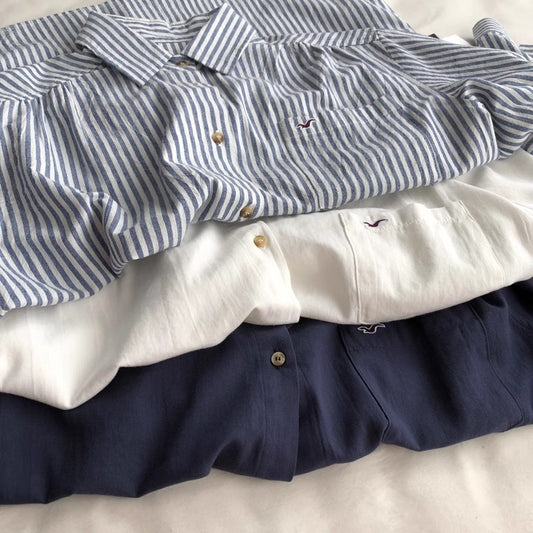 Women's Lapel Pocket Simple Fashion Embroidered Shirt