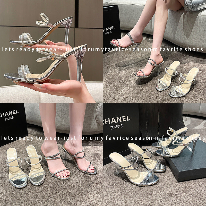 Plus Size Ladies New Rhinestone High Heel Shoes