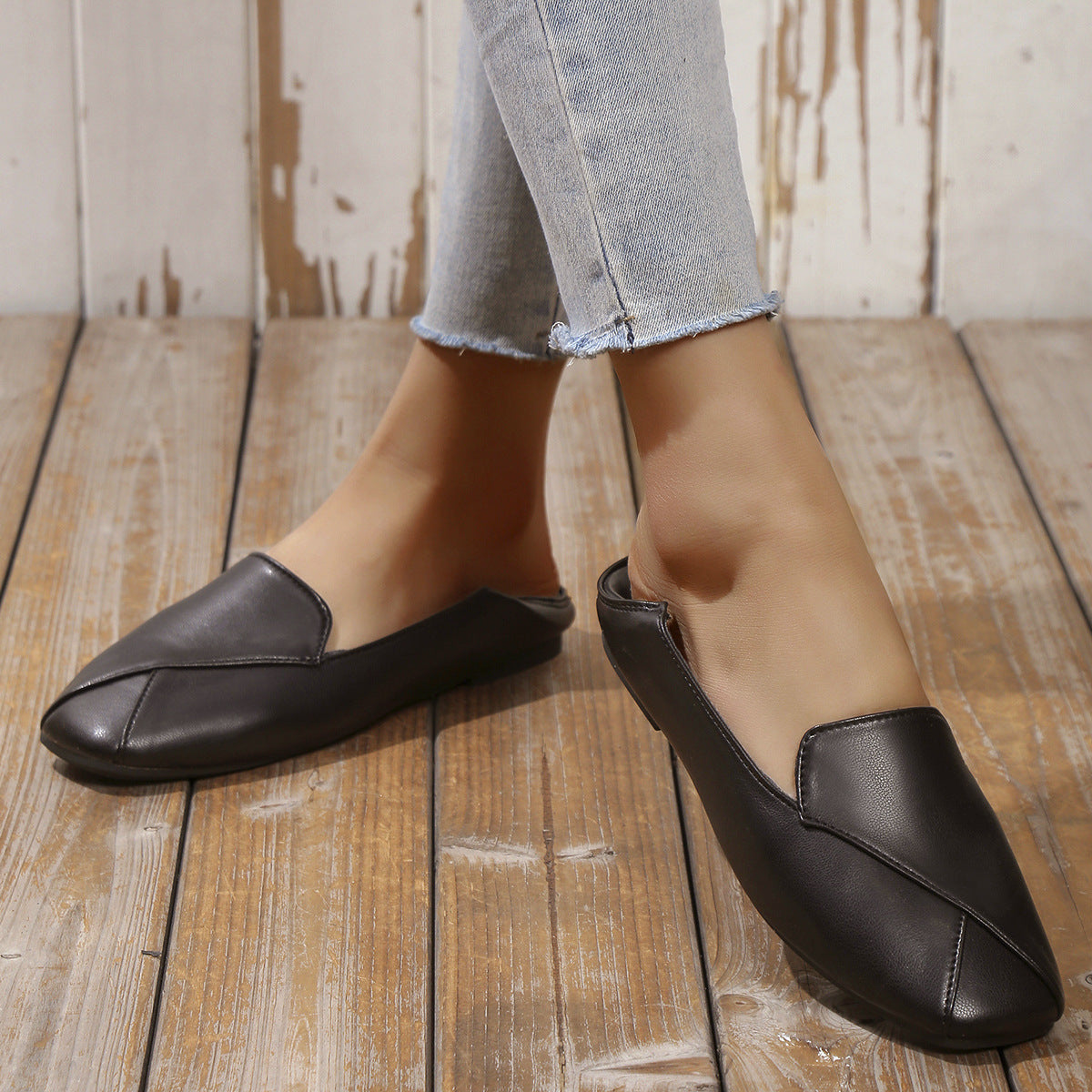 Plus Size Flat Square Toe Shoes Women's Shallow Mouth
