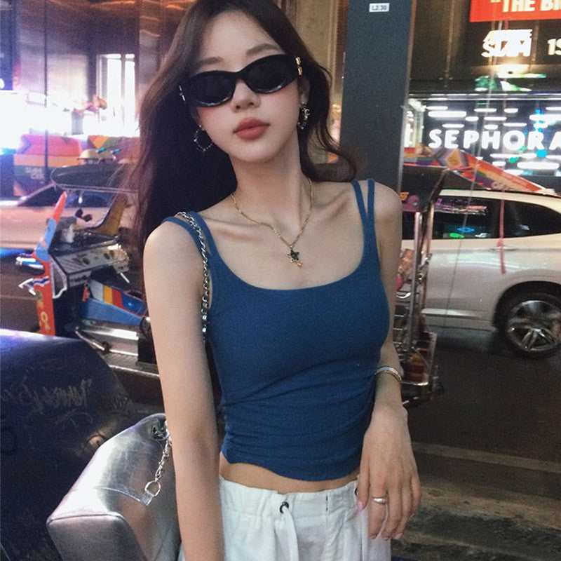 Retro Underwear U Collar Beautiful Back Outer Wear Sleeveless Vest Top