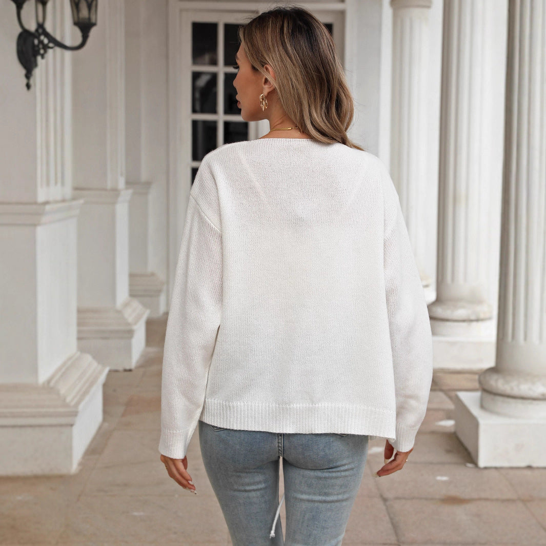 Bow Bandage Outer Casual Sweater Cardigan