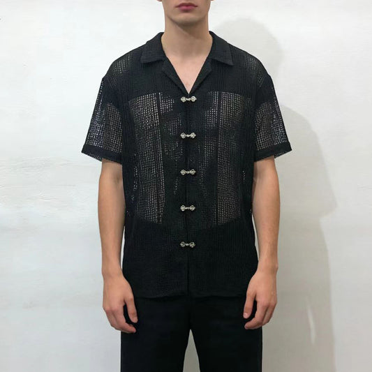 Men's Hollow-Out Short-Sleeve Loose Shirt