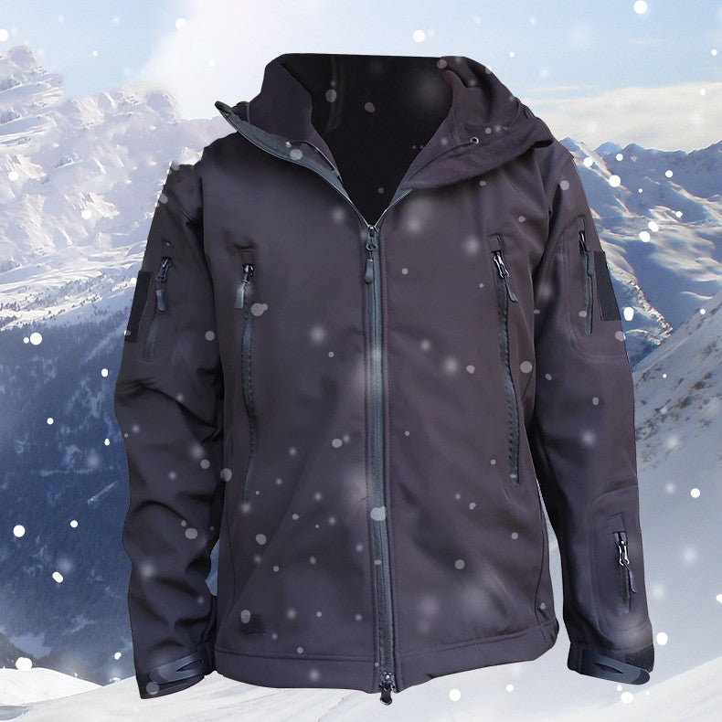 Thin Section Sharkskin Sports Soft Shell Waterproof Three-in-one Men's Warm Rushing Jacket