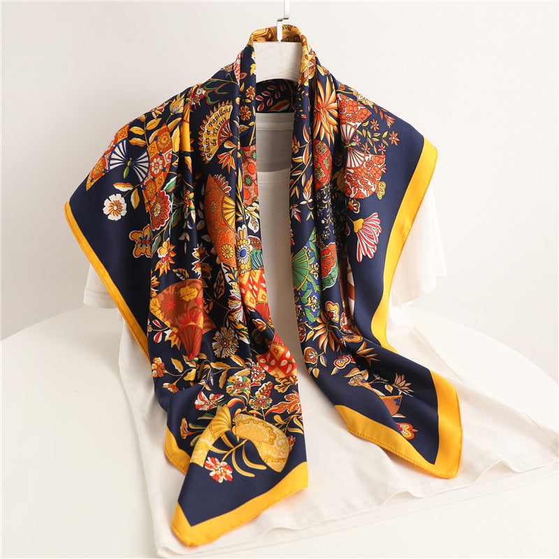 Ladies Fashion Simple Retro Printed Square Scarf