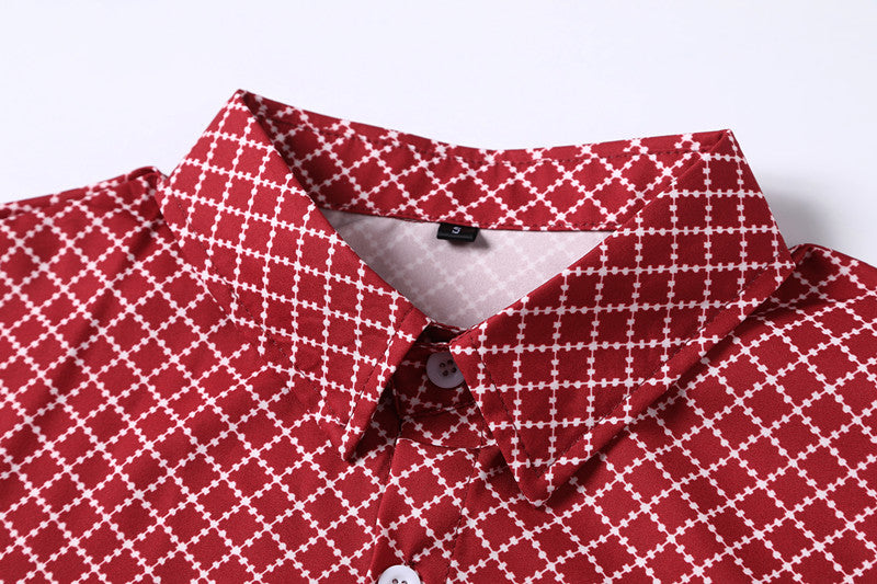 Classic And Fashionable Diamond-shaped Small Checkered Shirt For Men