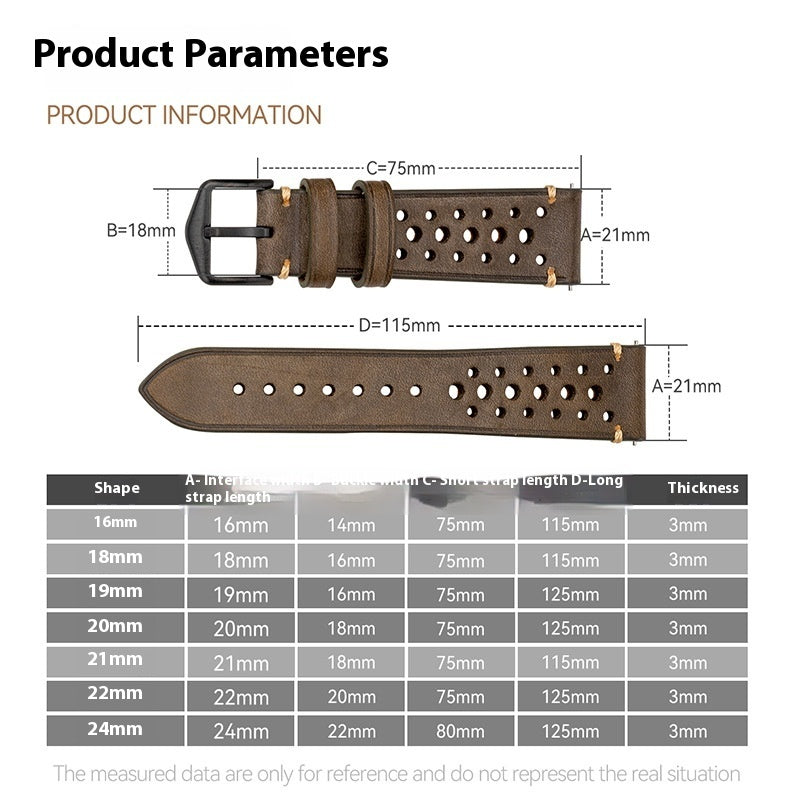 Watch First Layer Cow Leather Watch Strap Retro Comfort 20mm