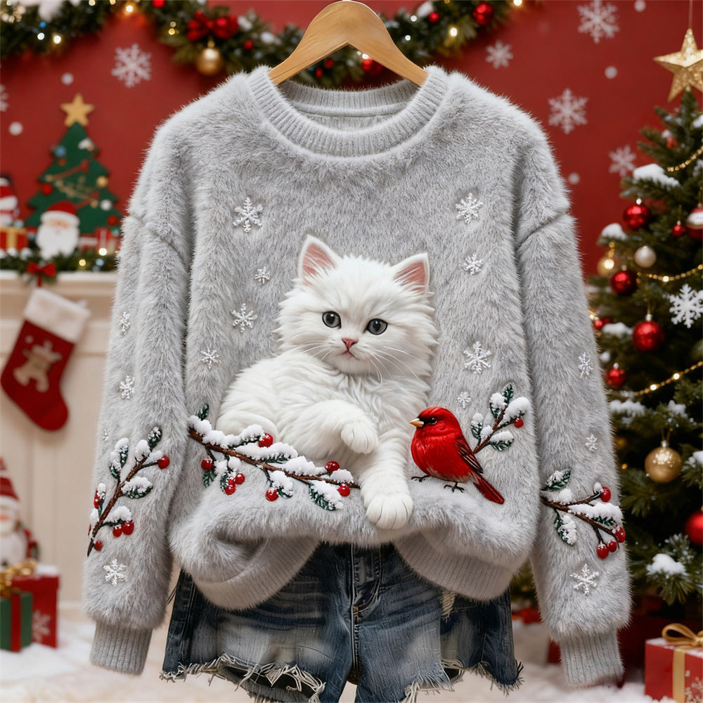 3D Digital Print Pattern Christmas Women's Flannel Sweatshirt