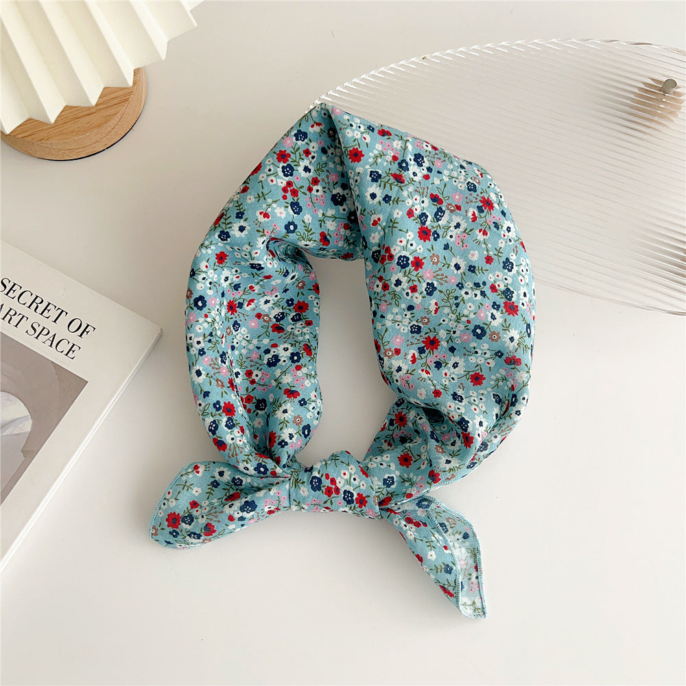 Women's Cotton And Linen Small Square Towel Silk Scarf Artistic All-match Fashion