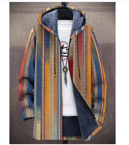 Printed Plush Lined Thickened Long-sleeved Windproof Jacket