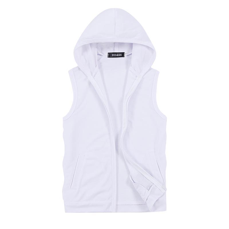 Men's Sleeveless Solid Color Hooded Vest