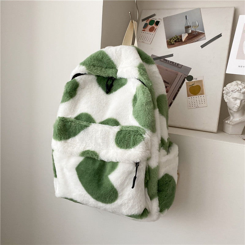 Internet Celebrity Autumn And Winter Furry Scarf Backpack
