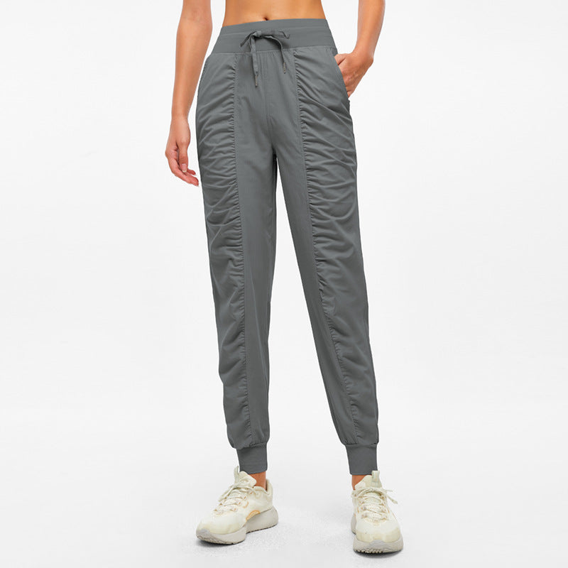 Sports Pants Women's Yoga Running Fitness Nine Points Quick-drying Breathable Pleated
