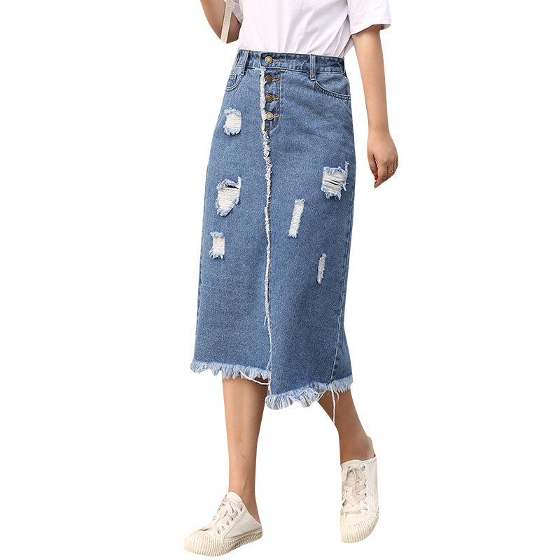Junjun Xintang Denim Plus-size Women's Bodycon Skirt