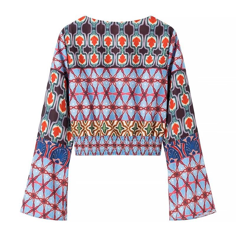 Women's Fashion Knot Print Top Wide-leg Pants