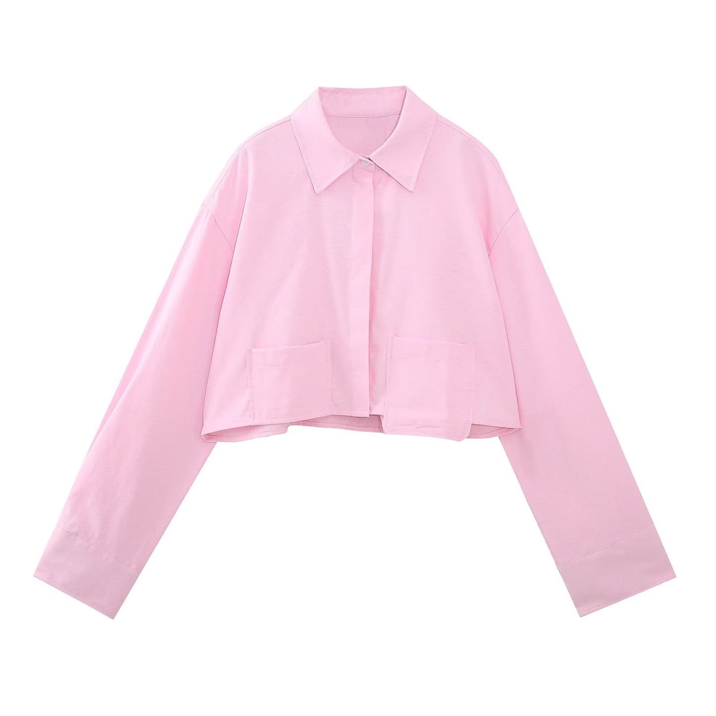 Spring Cross Border Women's Urban Casual Striped Poplin Short Shirt