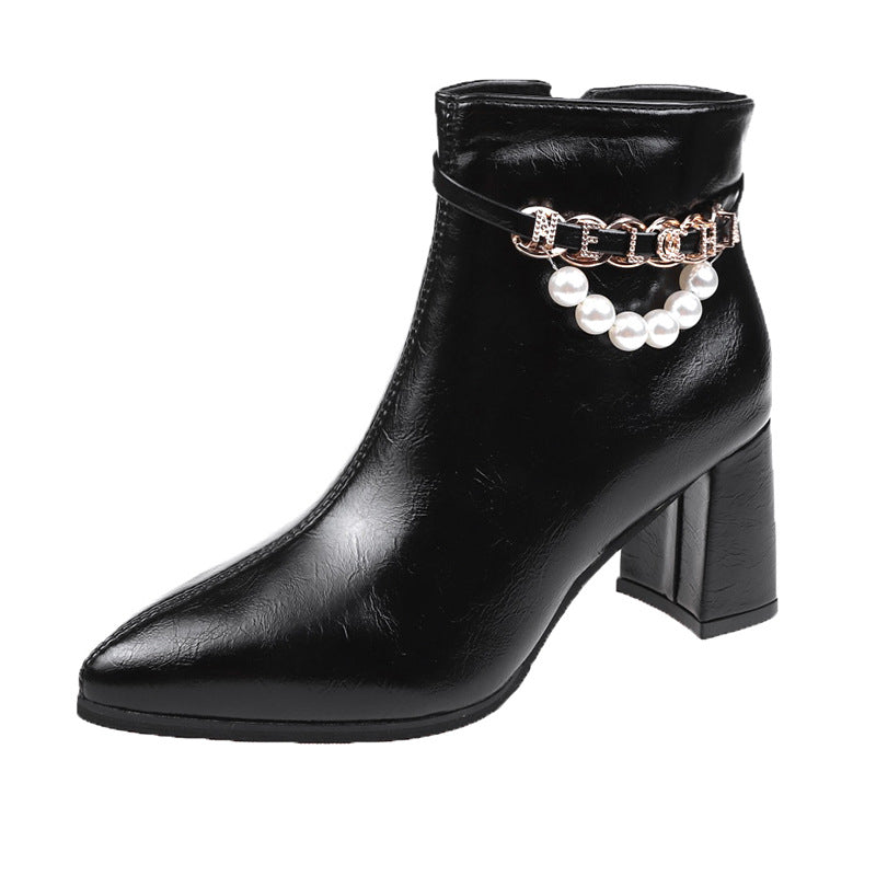 New Style Pointed Thick Heel Fashion For Autumn And Winter Korean Skinny Boots