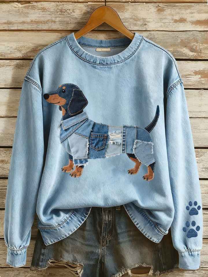 Womens Printed Saint-Like Sweater With A Crew Neck