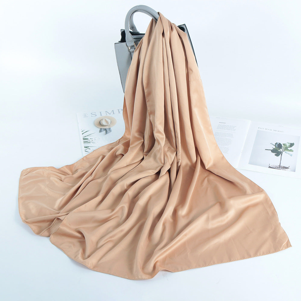 Solid Color Casual Malay Scarf Satin Shawl