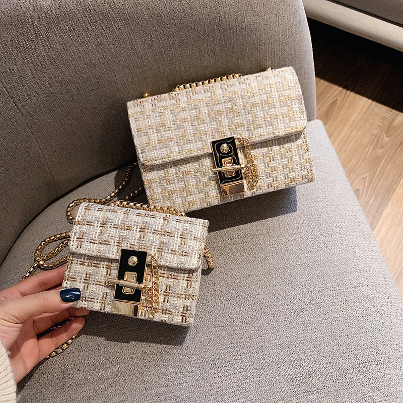 Women's Fashion Tweed Chain Shoulder Bag