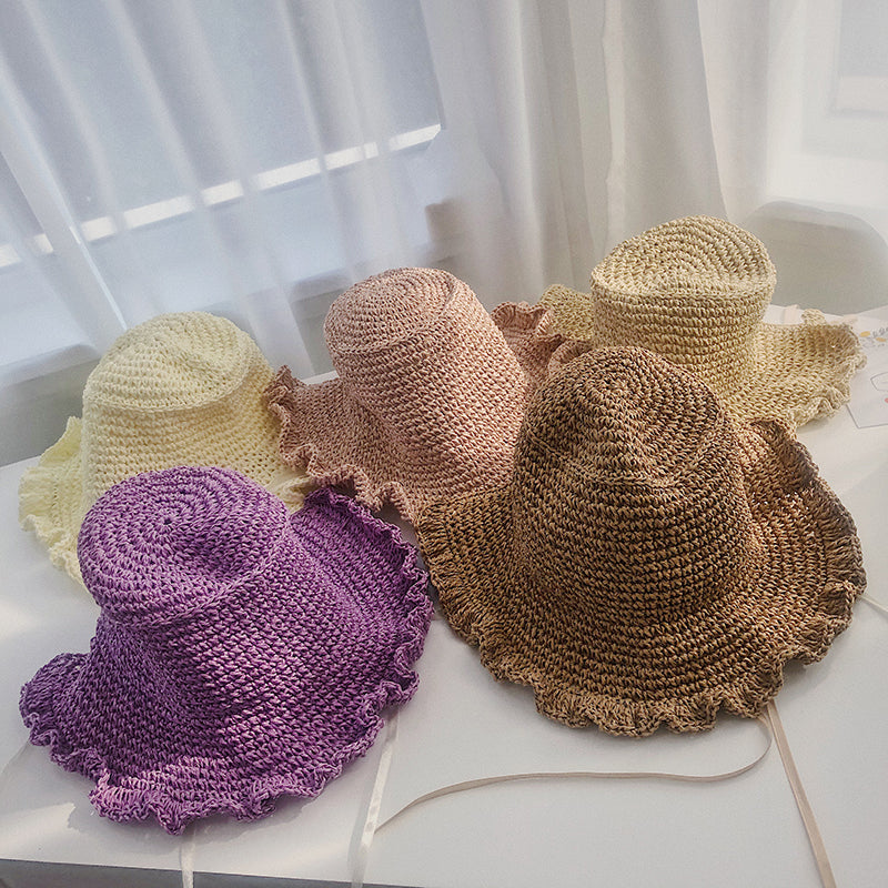 Lace Up And Upturned Cute Papyrus Ins Wind Pastoral Grass Woven Hat