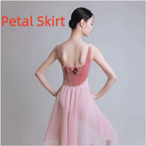 Ballet Gym Outfit Female Velvet Bow Dancing Dress