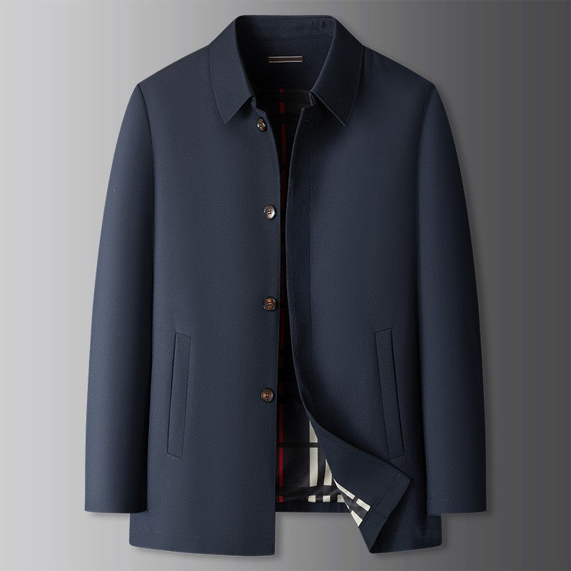Business-casual Trench Coat For Men In Plus Sizes Executive Outerwear