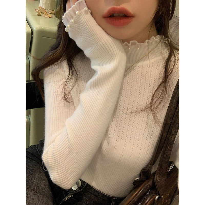 Sensual Semi-high-neck Knit Top
