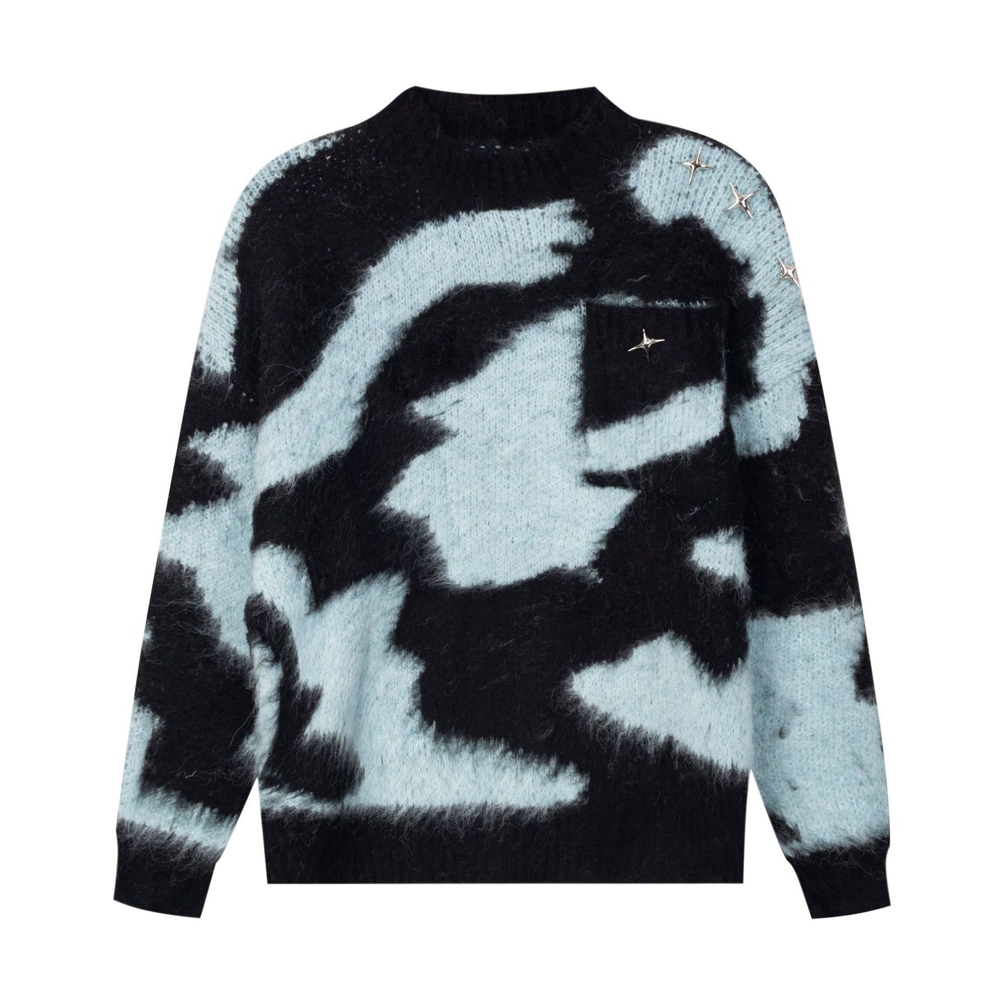 Men's Color Blocking Mohair Cross Slouchy Sweater
