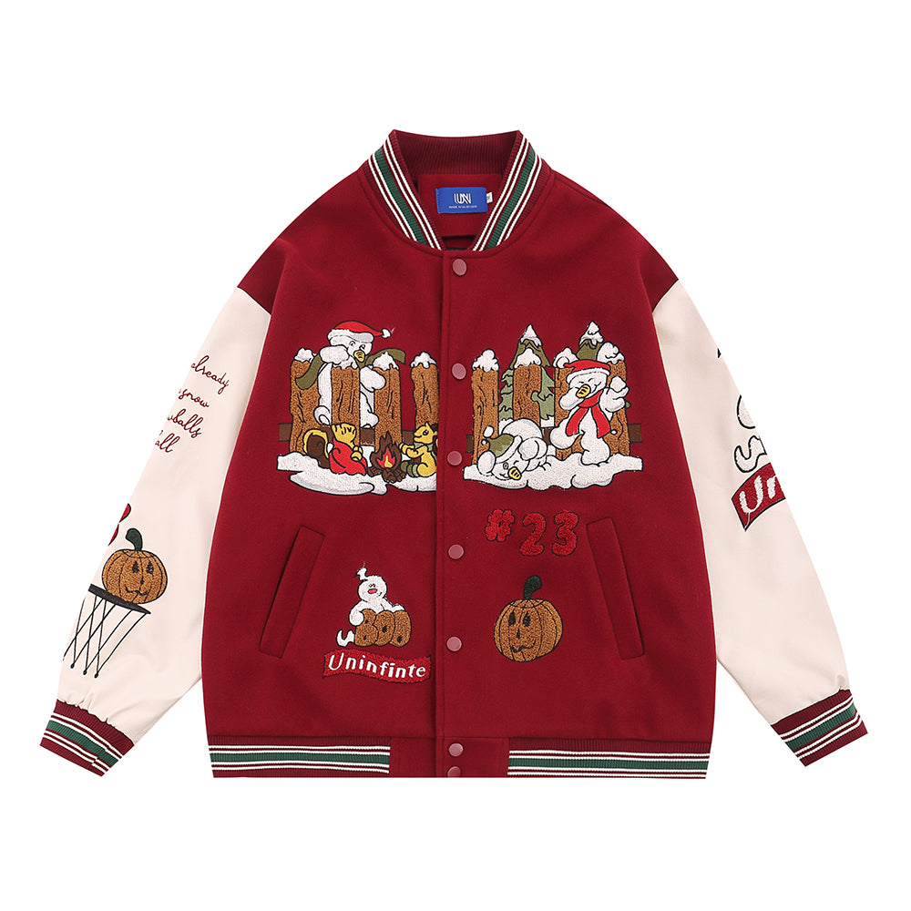 Machine Embroidery Autumn And Winter Menswear Fashion Brand American Stitching PU Leather Sleeve Coat