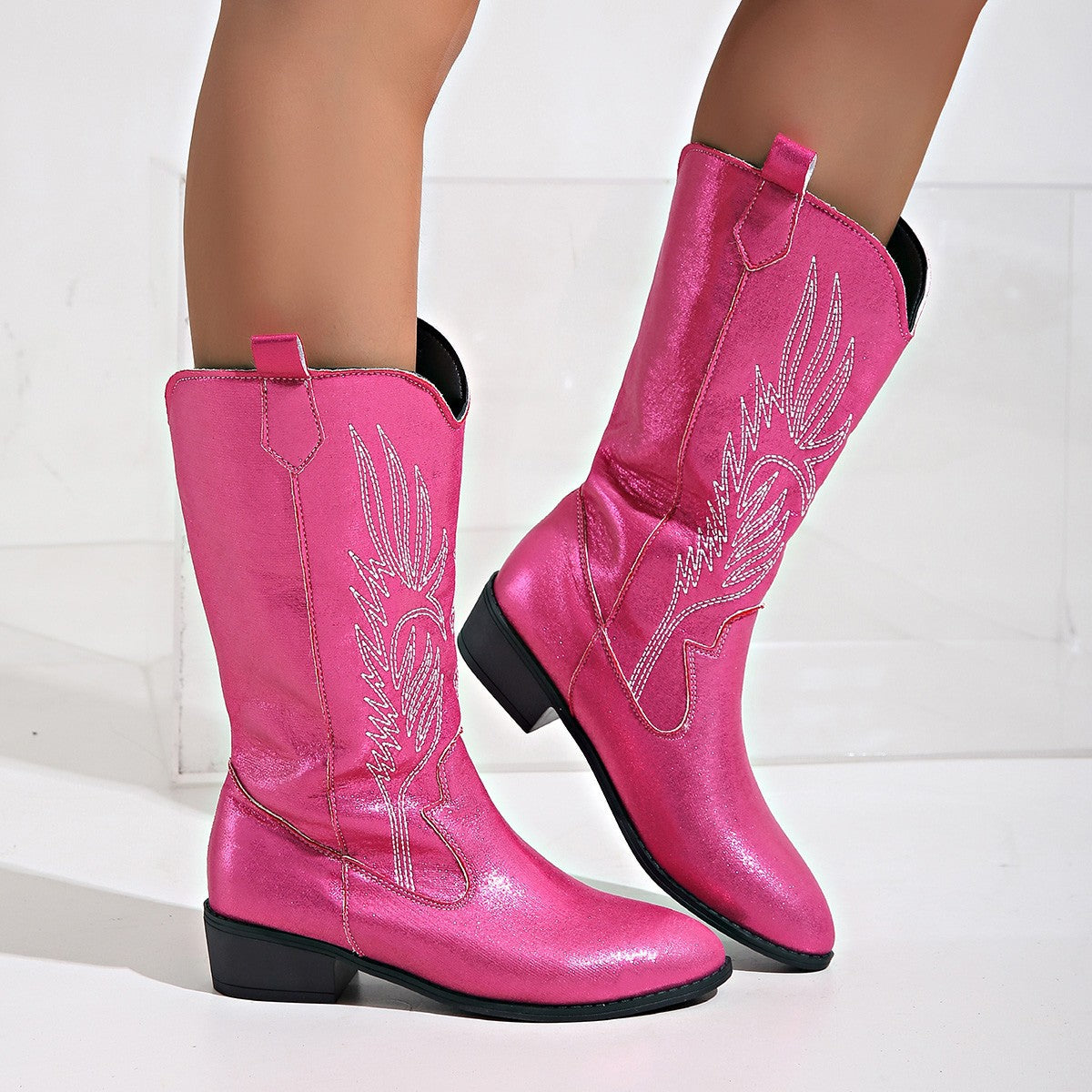 Retro Pointed Toe Thick Heel Middle Knight Women's Boots