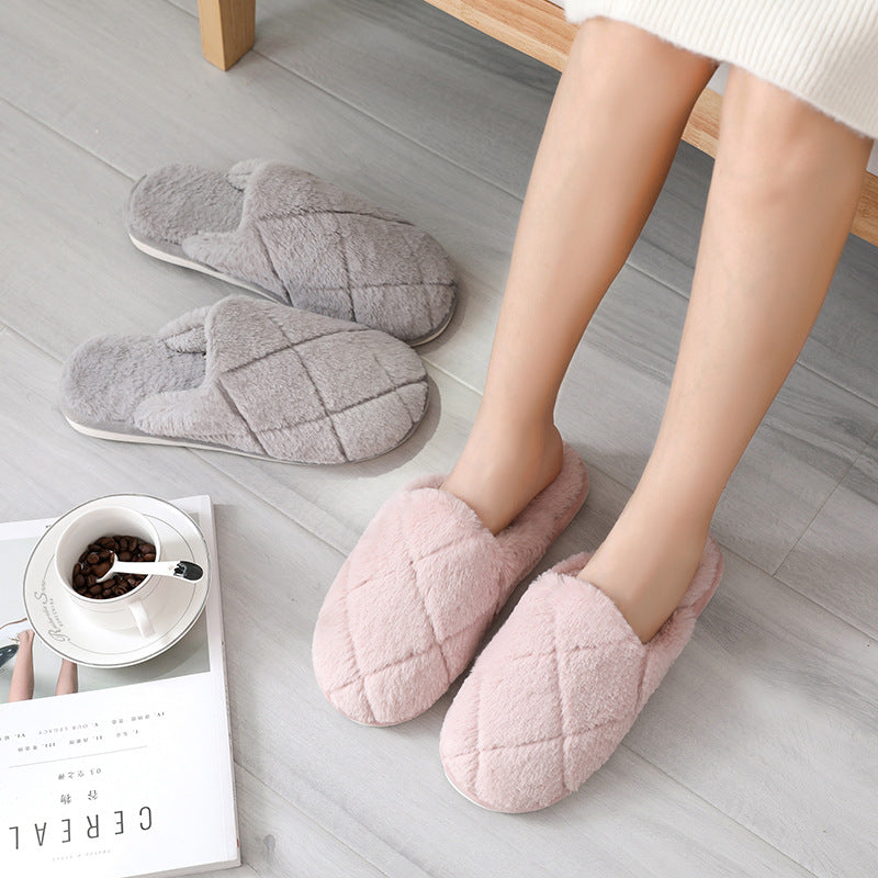 Furry Slippers Indoor Household Soft Bottom To Keep Warm