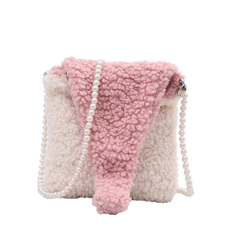Hat Lamb Cashmere Color Matching Small Square Bag