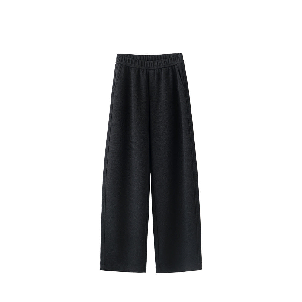 Autumn And Winter Straight Wool Heating Loose Slimming And Simple High Waist Casual Pants