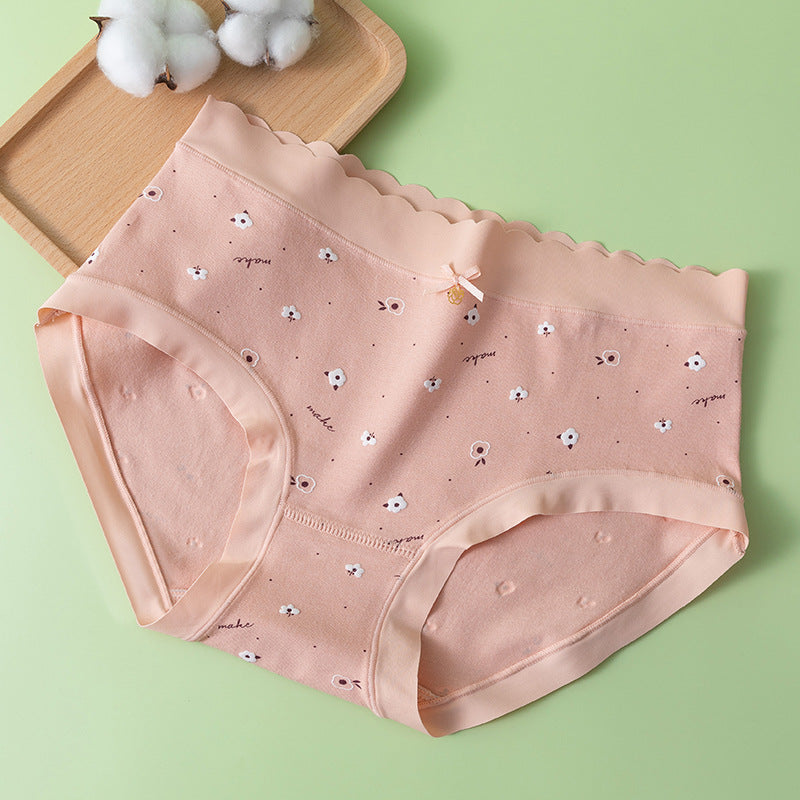 New Cotton Printed Mid Waist Seamless Underwear