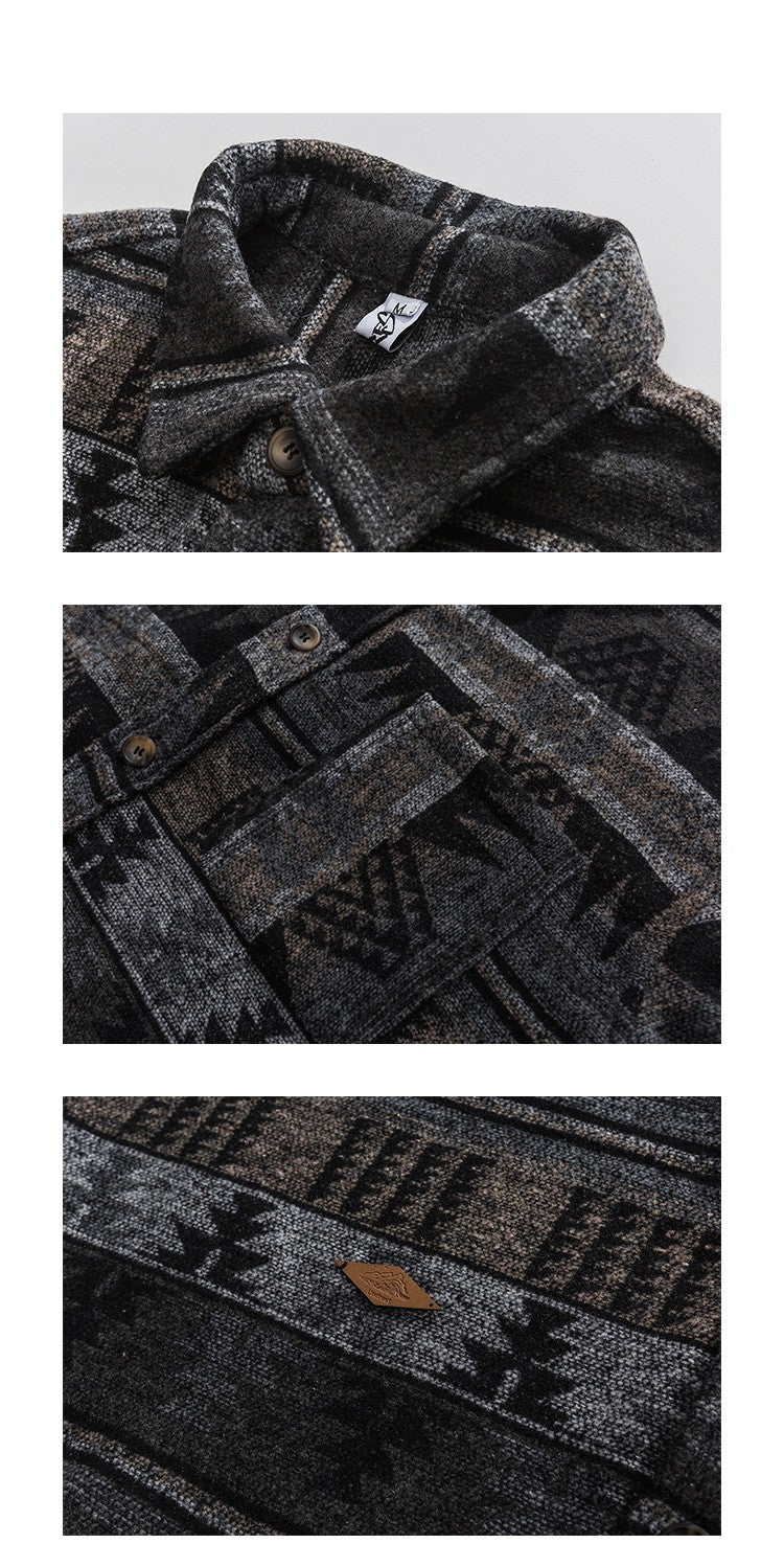 Men's Unisex Retro Japanese Ethnic Pattern Lapel Top