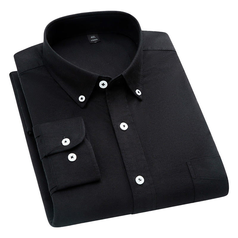 Mens Pure Cotton Solid-Color Breathable Oxford Shirt
