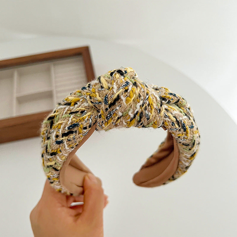 Classic Style Dark Coffee Wool Knot In The Middle Headband