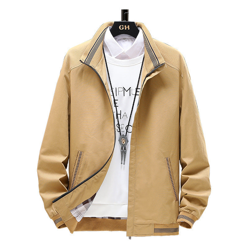 Men's Cotton Spring And Autumn Casual Stand Collar Jacket