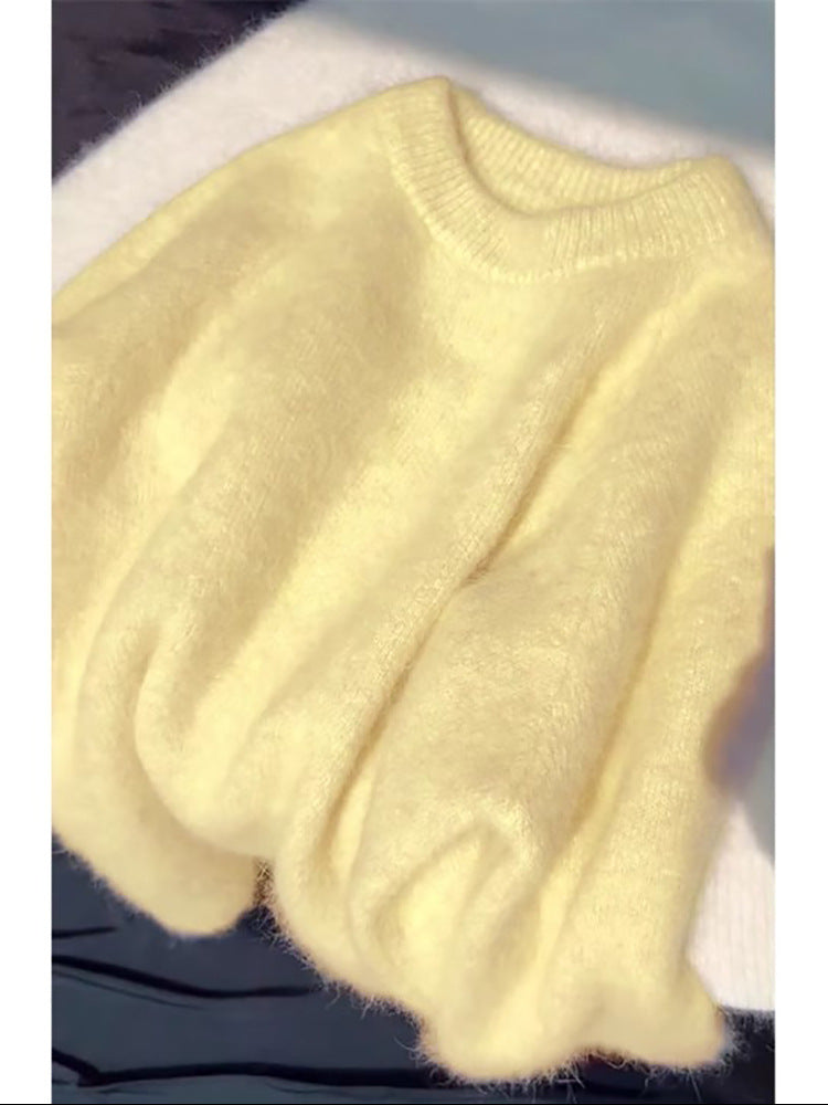 Loose, Cozy Mohair Pullover Sweater For FallWinter Womens Knitted Top