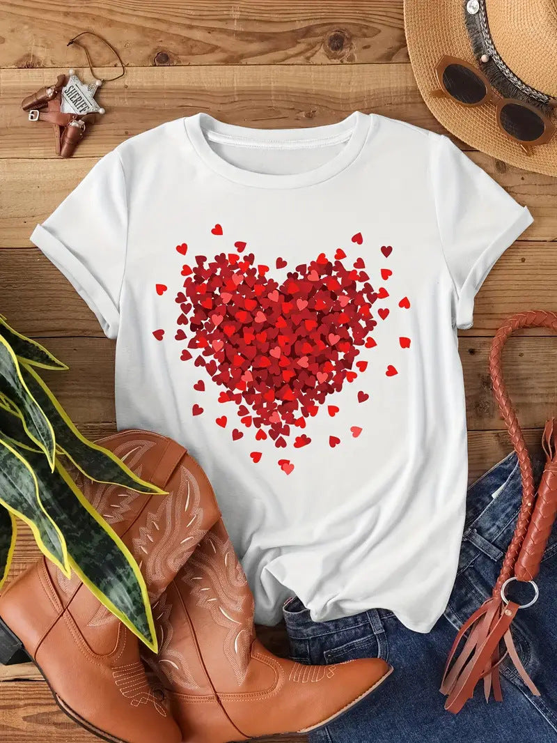 Printed Round Neck Short Sleeve Top