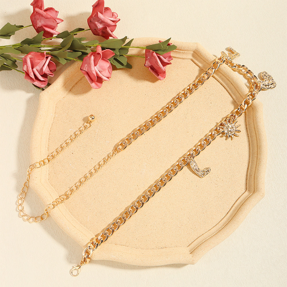 Metal Cutout Waist Chain Gold Love Letter Love Pendant Fashion Dress Chain Accessories
