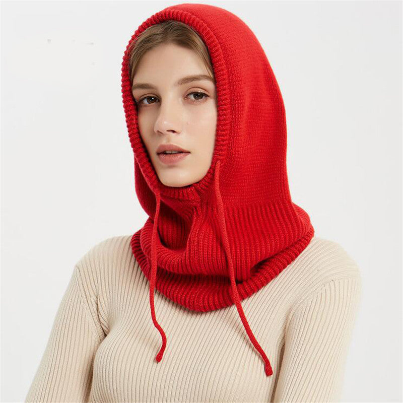 New Autumn And Winter Women's Hat Scarf All-in-one Pullover Cap Bib Fashion Wool Knitted Cap