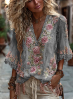 Women's Minimalist Collared Vintage Blouse With A Hanging Feel