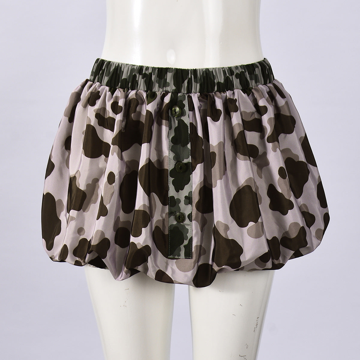 Womens Printed Spotted Elastic Waist Skirt
