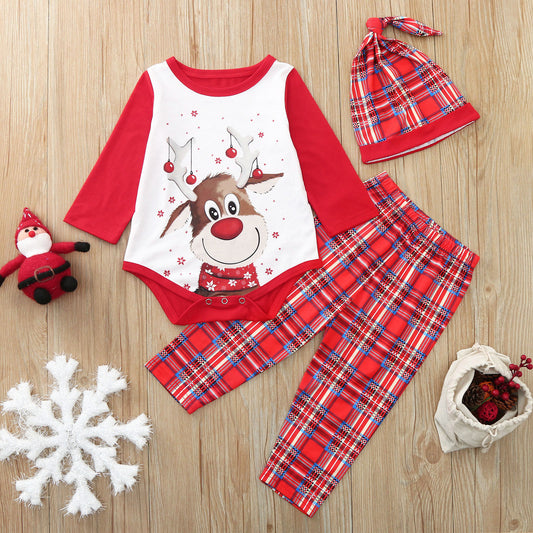 Printed Long-sleeved Pajamas And Home Clothes Christmas Set
