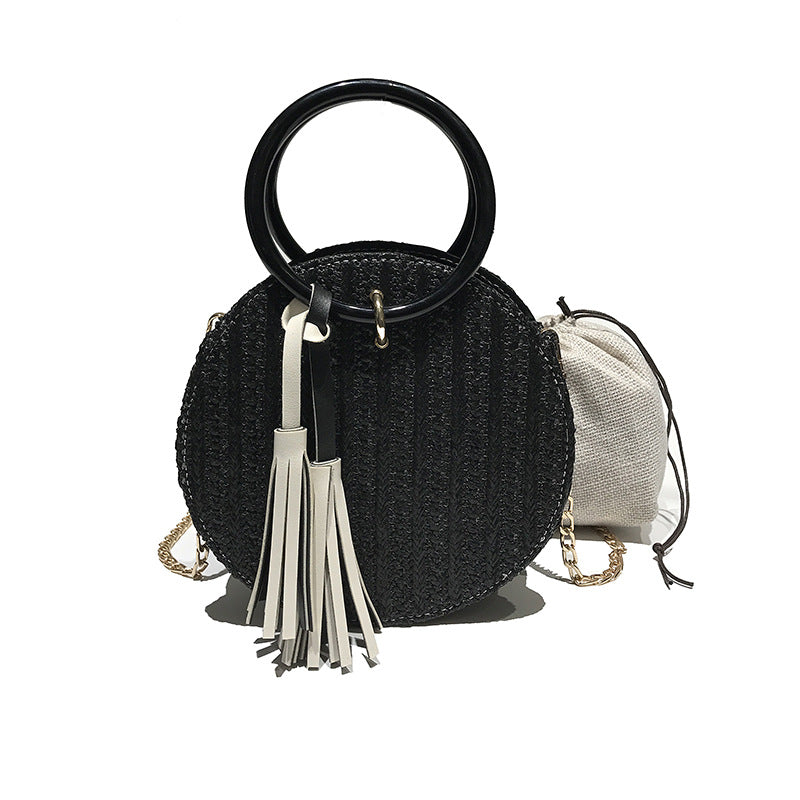 The New Korean Small Round Bag Made Of Grass Single Shoulder Bag Simple