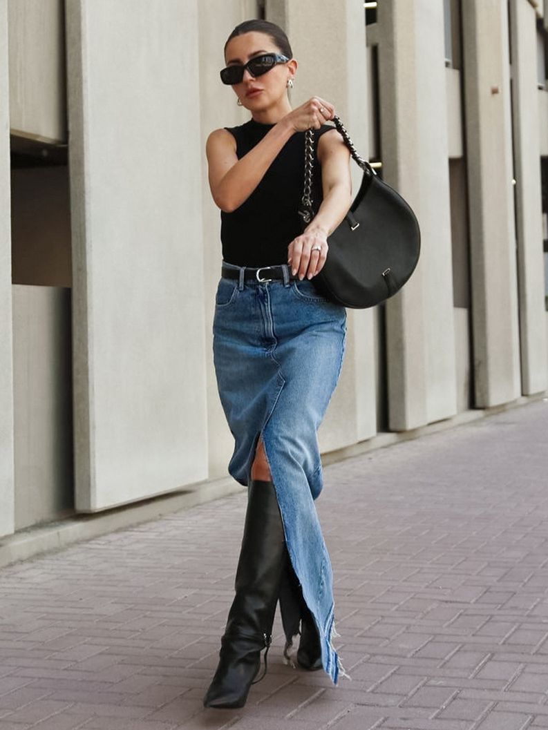Dame Fritids Denimnederdel